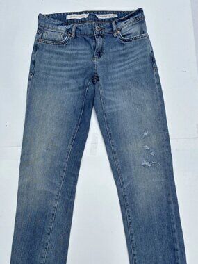 Anthropologie PILCRO Slim Boyfriend Distressed Blue Jeans - Sz 25